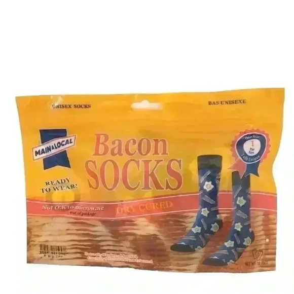 NEW Bacon Socks Novelty fathers day 1 Pair Unisex 1 Size gag bday Gift - Picture 1 of 9
